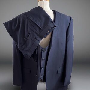 Bocaccio Subtle Stripe 3pc. Suit Blazer Sport Coat 44L, Vest, Pants 38 x 30